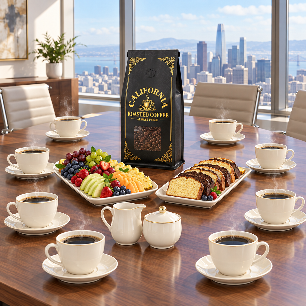 California Roasted Coffee conference-table scene